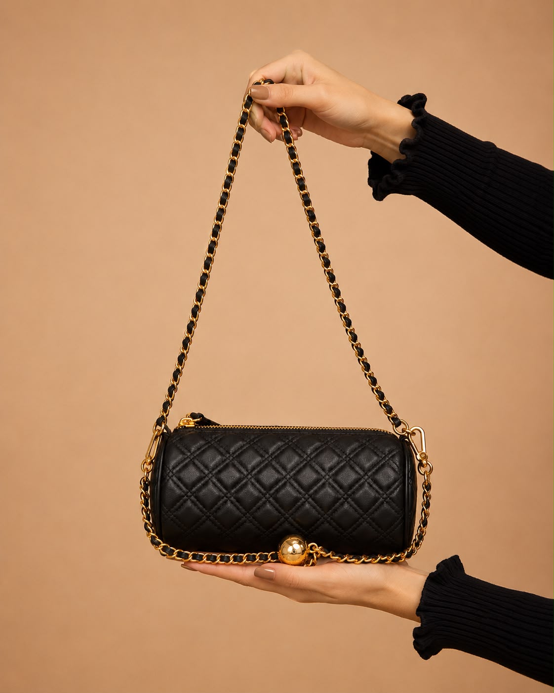 LIORAA Black Quilted Luxe Crossbody Bag