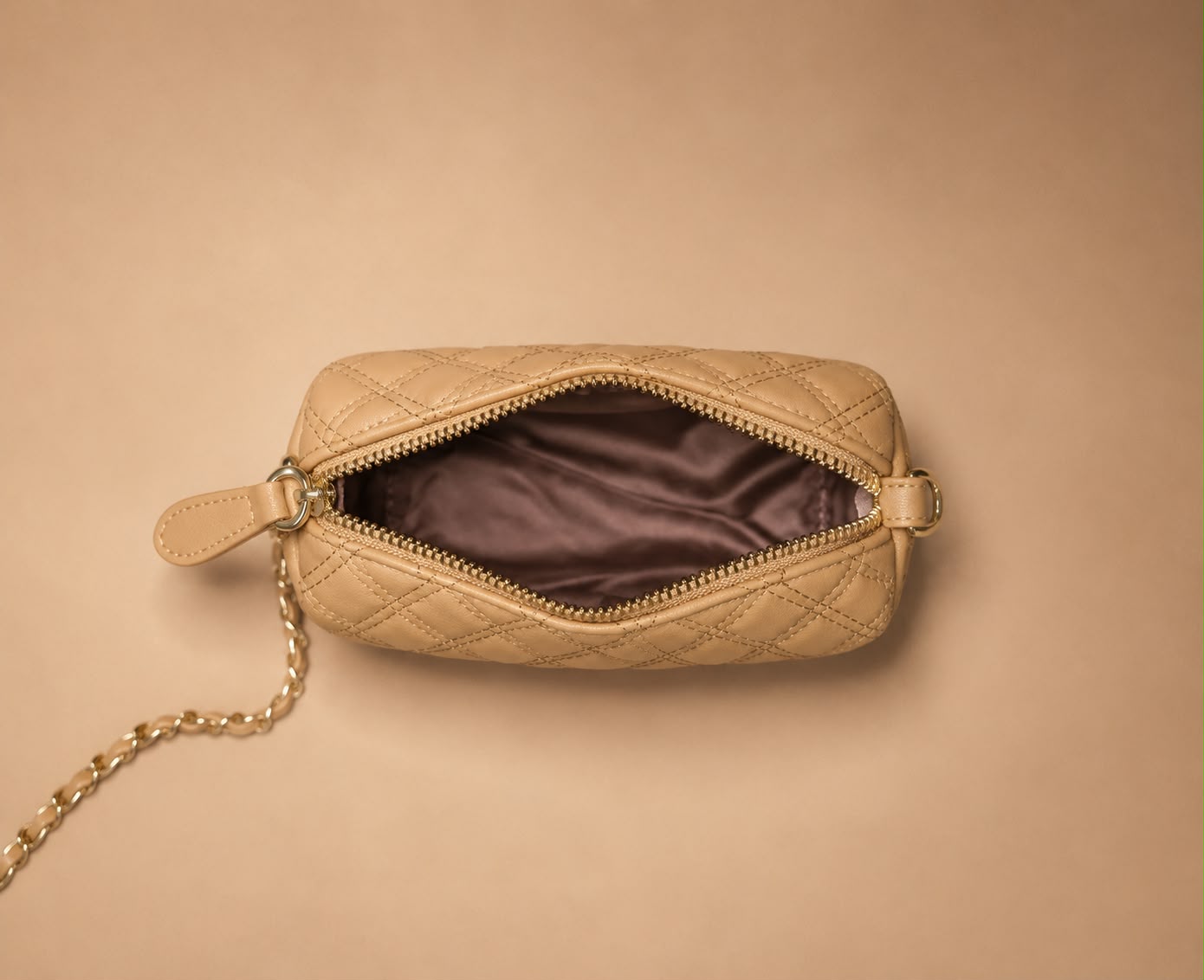 LIORAA Champagne Quilted Crossbody Bag