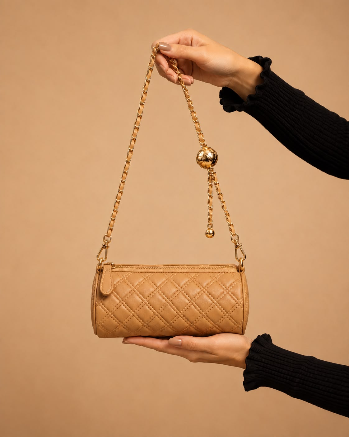 LIORAA Champagne Quilted Crossbody Bag