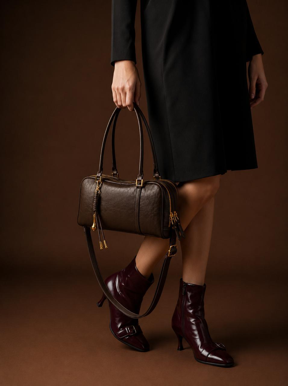 LIORAA Red Coffee Shoulder Bag