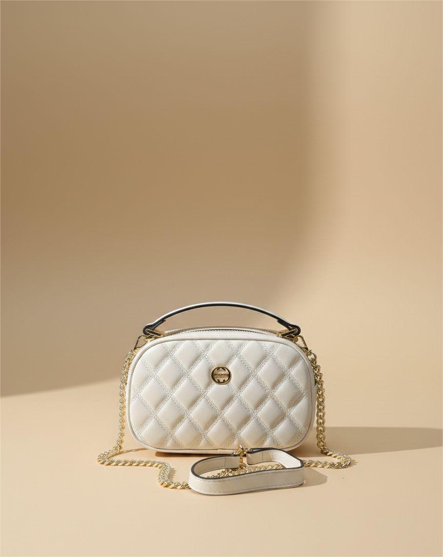 Ivory Quilted Crossbody Bag