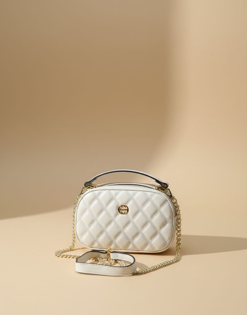 Ivory Quilted Crossbody Bag