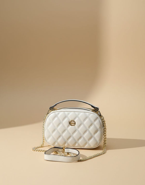 Ivory Quilted Crossbody Bag