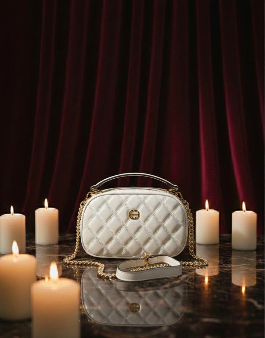 Ivory Quilted Crossbody Bag