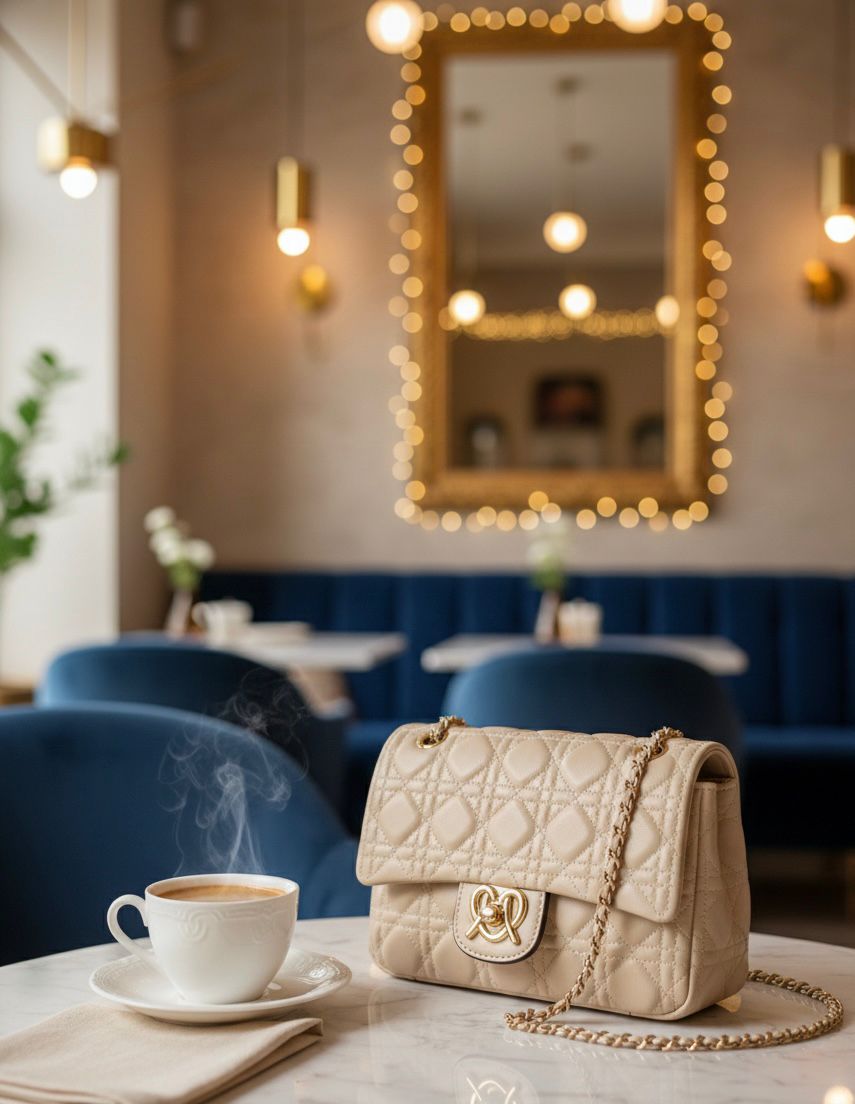 Noir Charm Cream Sling Bag