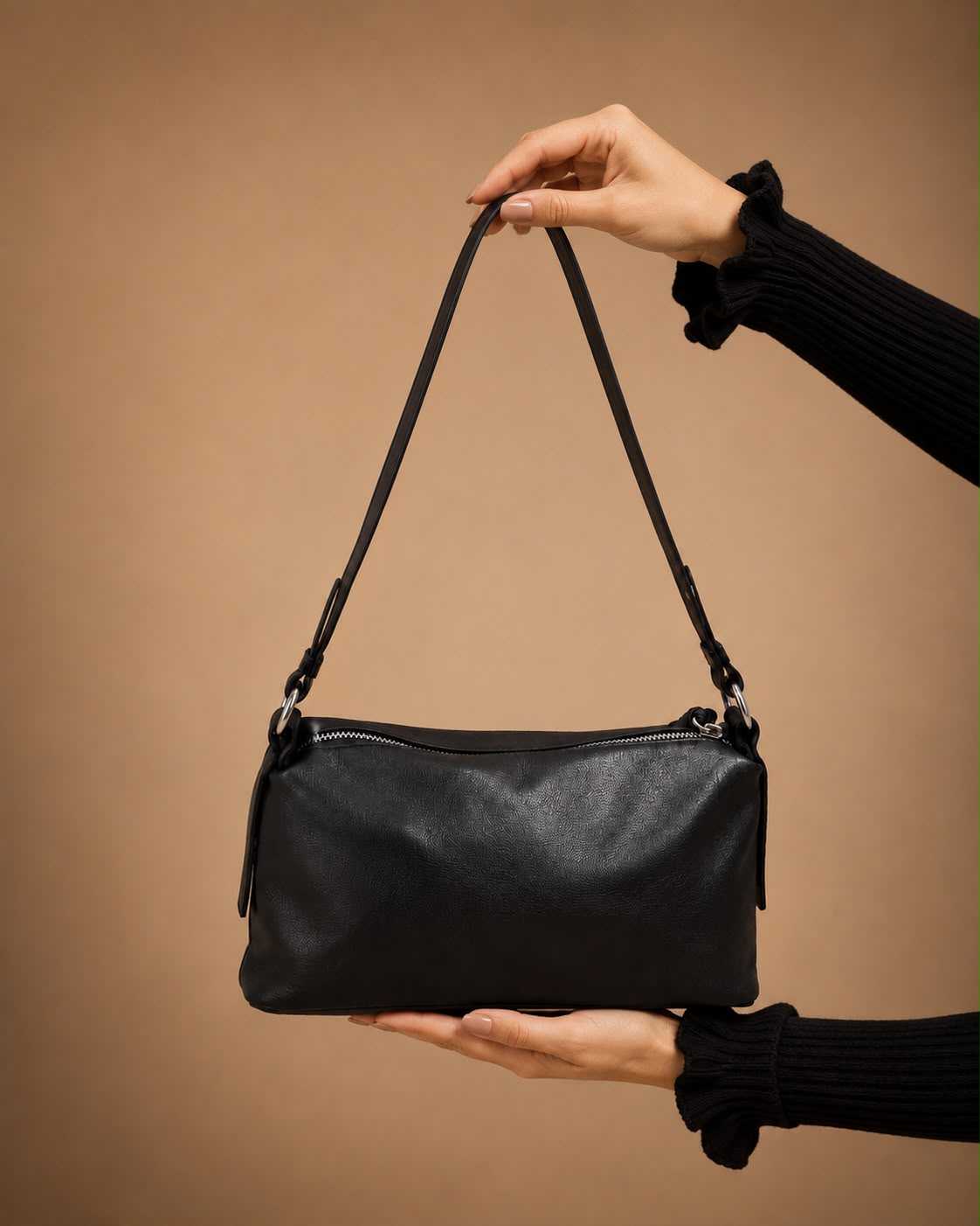 LIORAA Black Noir Medium Hobo Bag