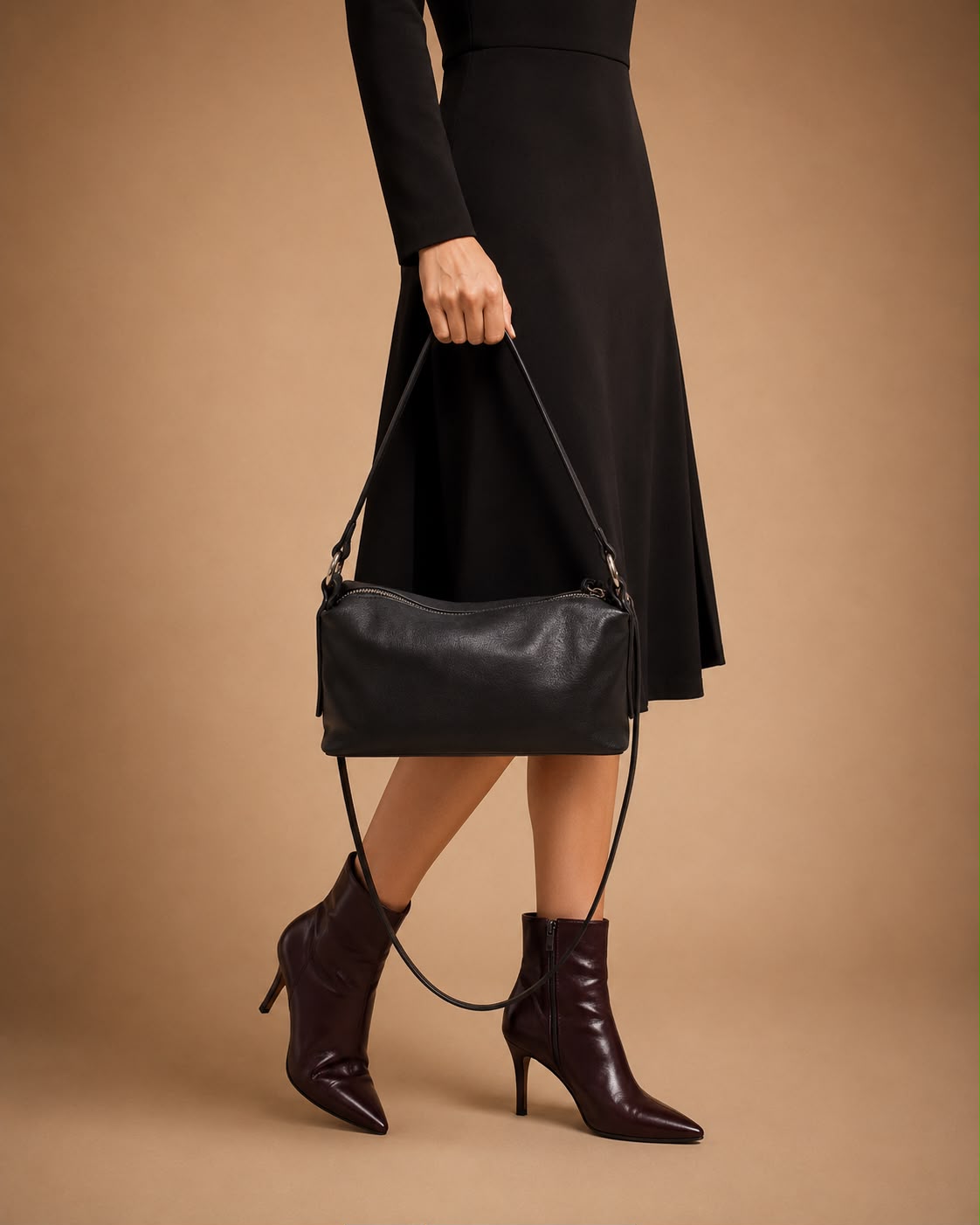 LIORAA Black Noir Medium Hobo Bag