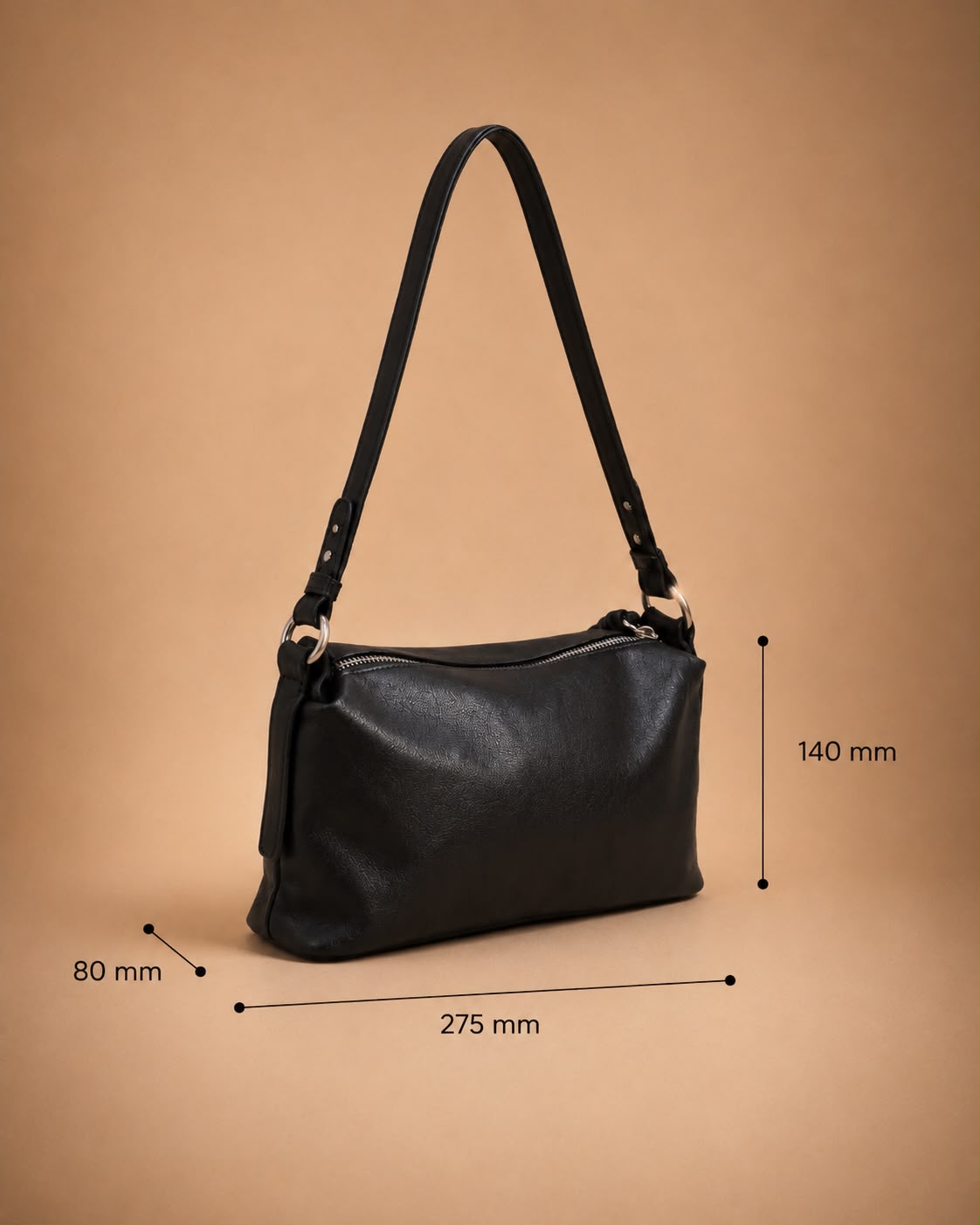 LIORAA Black Noir Medium Hobo Bag