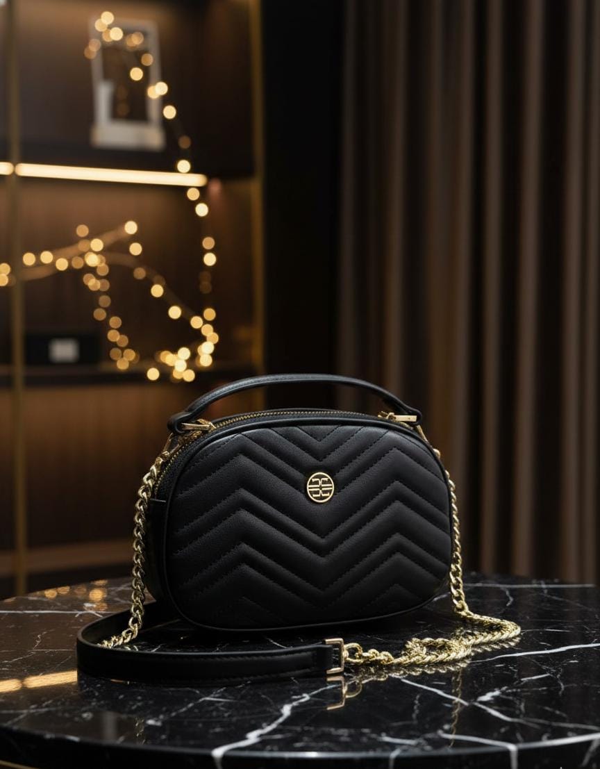 Midnight Quilted Cross Body Bag