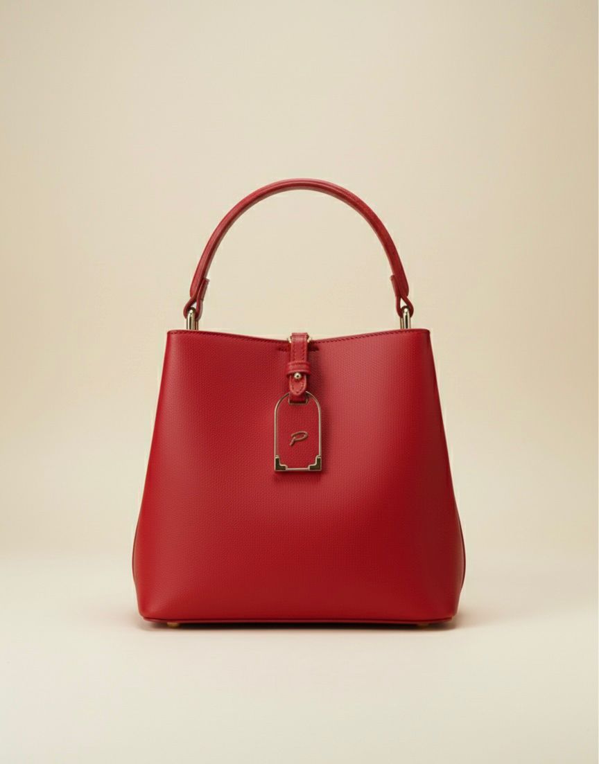 Bold Red Bucket Bag