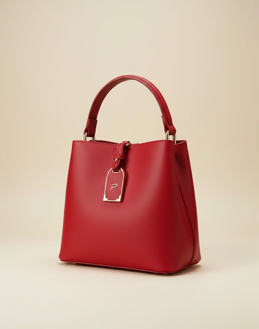 Bold Red Bucket Bag